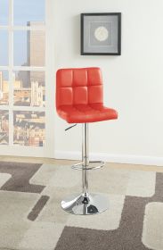 Red Faux Leather Bar Stool Counter Height Chairs Set of 2 Adjustable Height w Gas lift Kitchen Island Stools Modern