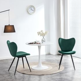 Dining chairs set of 2; Dark Green velvet Chair modern kitchen chair with metal leg