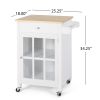 Medway Modern Glass Paneled Kitchen Trolley White