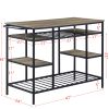 Lona Kitchen Island; Rustic Oak &amp; Black Finish AC00325