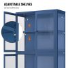 Four Glass Door Storage Cabinet with Adjustable Shelves and Feet Cold-Rolled Steel Sideboard Furniture for Living Room Kitchen Blue