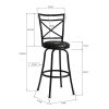 Vintage Industrial Counter Height Bar Stools Set of 2; Swivel Barstools with Metal Back for Kitchen Island; 26 Inch Height Round Seat