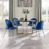Velvet Seat Chair with Metal Legs for Kitchen Dining Room; Pack of 2. Blue