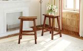 TOPMAX Farmhouse Rustic 2-piece Counter Height Wood Kitchen Dining Stools for Small Places; Walnut