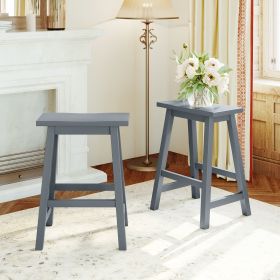 TOPMAX Farmhouse Rustic 2-piece Counter Height Wood Kitchen Dining Stools for Small Places; Gray