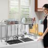 Over Sink Dish Drying Rack Shelf Stainless Steel Kitchen Countertop Bowl Dish Chopping Board Organizer Rack