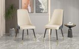 TREXM Kitchen Dining Chairs Set of 2; PU Leather Dining Chairs with Solid Wood and Metal Legs (Gray)