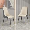 TREXM Kitchen Dining Chairs Set of 2; PU Leather Dining Chairs with Solid Wood and Metal Legs (Gray)