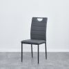 A set of 4 leather dining chairs with cushion and high back; painted metal legs; suitable for dining room; kitchen and living room X4 (LIGHT GREY)