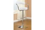 Contemporary Style White Color Bar Stool Counter Height Chairs Set of 2 Adjustable Swivel Kitchen Island Stools