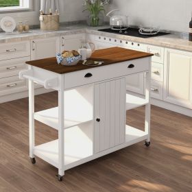 With Adjustable Shelf and Towel Bar; Lockable Wheels Kitchen Island