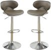 Espresso Faux Leather PVC Bar Stool Counter Height Chairs Set of 2 Adjustable Height Kitchen Island Stools