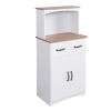Wooden Kitchen Cabinet White Pantry Storage Microwave Cabinet with Storage Drawer