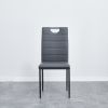 A set of 4 leather dining chairs with cushion and high back; painted metal legs; suitable for dining room; kitchen and living room X4 (LIGHT GREY)