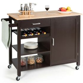 Rolling Storage Cabinet Kitchen Cart For Home And Bar Commercial Usage (Color: Brown)