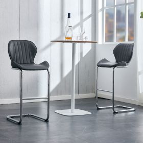 Bar chair modern design for dining and kitchen barstool with metal legs set of 4 (Grey) (Color: as Pic)