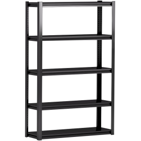 Adjustable 5 tier metal shelf, living room, bedroom, kitchen, garage, tool room (Color: BLACK)