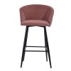 Modren Bar Stools Set of 2;  28'' Stools with Back for Kitchen;  Metal Frame Velvet Upholstered;  Kitchen Stools for Island;  Rose