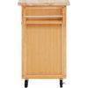 Kitchen island cart with drawers and storage rack spice rack; towel rack; butcher block countertop; white and natural