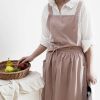 Women's Kitchen Cooking Aprons with Pockets Waterproof Crossback Linen Apron for Baking Gardening