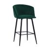 Modren Bar Stools Set of 2;  28'' Stools with Back for Kitchen;  Metal Frame Velvet Upholstered;  Kitchen Stools for Island;  Rose