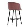 Modren Bar Stools Set of 2;  28'' Stools with Back for Kitchen;  Metal Frame Velvet Upholstered;  Kitchen Stools for Island;  Rose