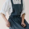 Women's Kitchen Cooking Aprons with Pockets Waterproof Crossback Linen Apron for Baking Gardening