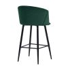 Modren Bar Stools Set of 2;  28'' Stools with Back for Kitchen;  Metal Frame Velvet Upholstered;  Kitchen Stools for Island;  Rose