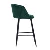 Modren Bar Stools Set of 2;  28'' Stools with Back for Kitchen;  Metal Frame Velvet Upholstered;  Kitchen Stools for Island;  Rose