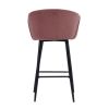 Modren Bar Stools Set of 2;  28'' Stools with Back for Kitchen;  Metal Frame Velvet Upholstered;  Kitchen Stools for Island;  Rose